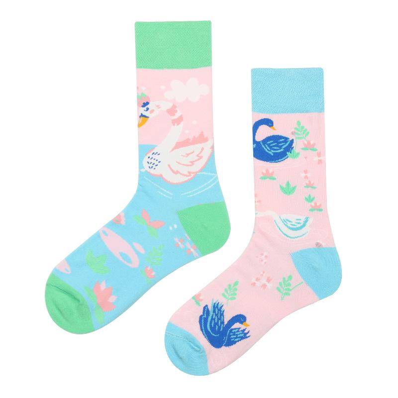 1 Pair Man Women Sock Original AB Tide Socks Colorful Cat Dog Koala Cow Cotton Socks Four Seasons Unisex Medium tube Socks Gift