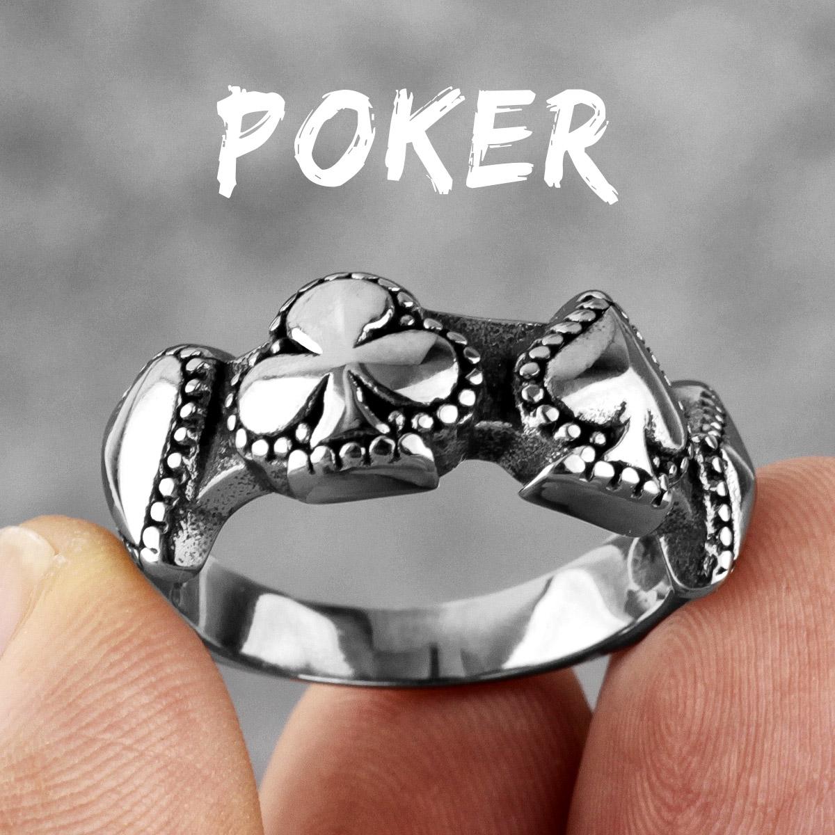 

Удачи в покере, сердца, пики, амулет из нержавеющей стали, мужские кольца в стиле хип-хоп для мужчин, ювелирные изделия для парней, креативный подарок 13