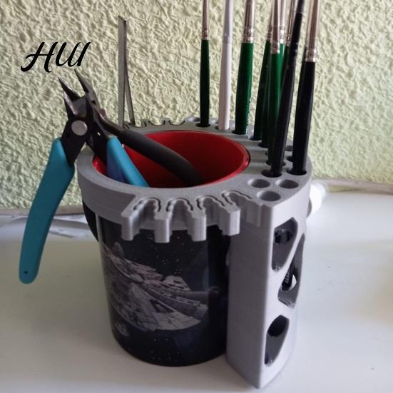 Brush Holder Rack Mason Jar Paintbrush Holder, 2 in 1 Rinse Cup Lid And Drying Elastic Card Slot Stand, Slots for Art Brushes, Rust-Free Pen Fits Wide