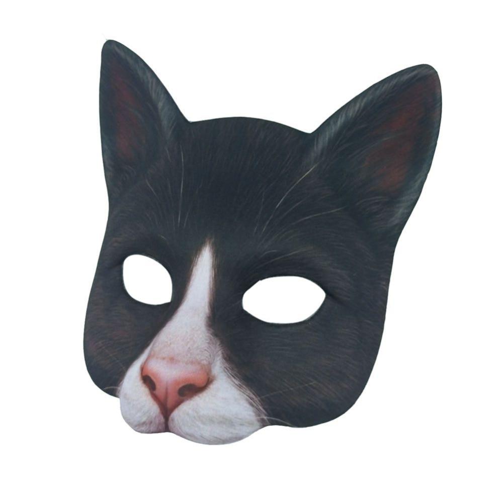 Realistic Animal Shaped Half-Face Cat Mask Halloween Carnival Masquerade Party Mask Cosplay Props Decoration