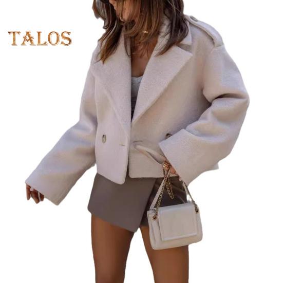 Fall Winter Women Jacket Turn-down Collar English Style Chest Pockets Windproof Outwear Single-breasted Solid Color Button Closure Commuting Daily