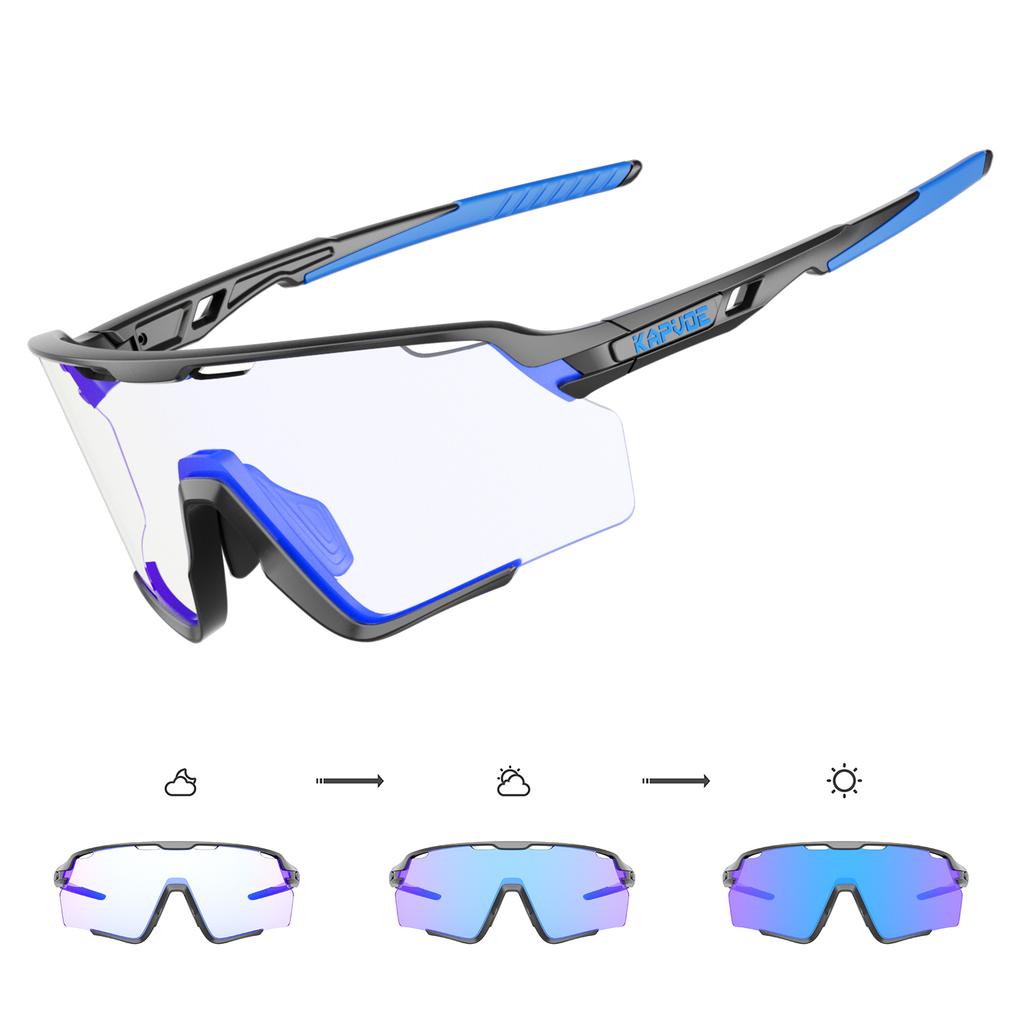 Kapvoe Photochromic Hiking Eyewear Cycling Glasses Sunglasses for Men Silver Lens Multi Color Women Bike Outdoor Riding Running