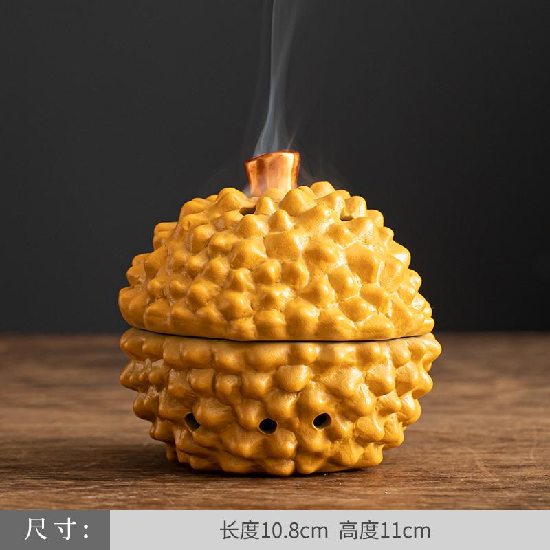 Big Fortune and Auspicious Ceramic Incense Burner, Ugly Orange Incense Holder, Mugwort Sandalwood Incense Burner