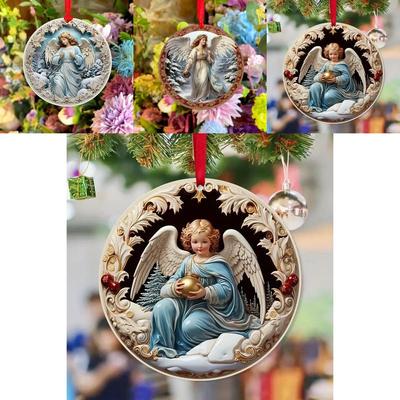 Adorno Navideño Acrílico Ángel Elegante Caprichoso Decoración para Coche Colgante