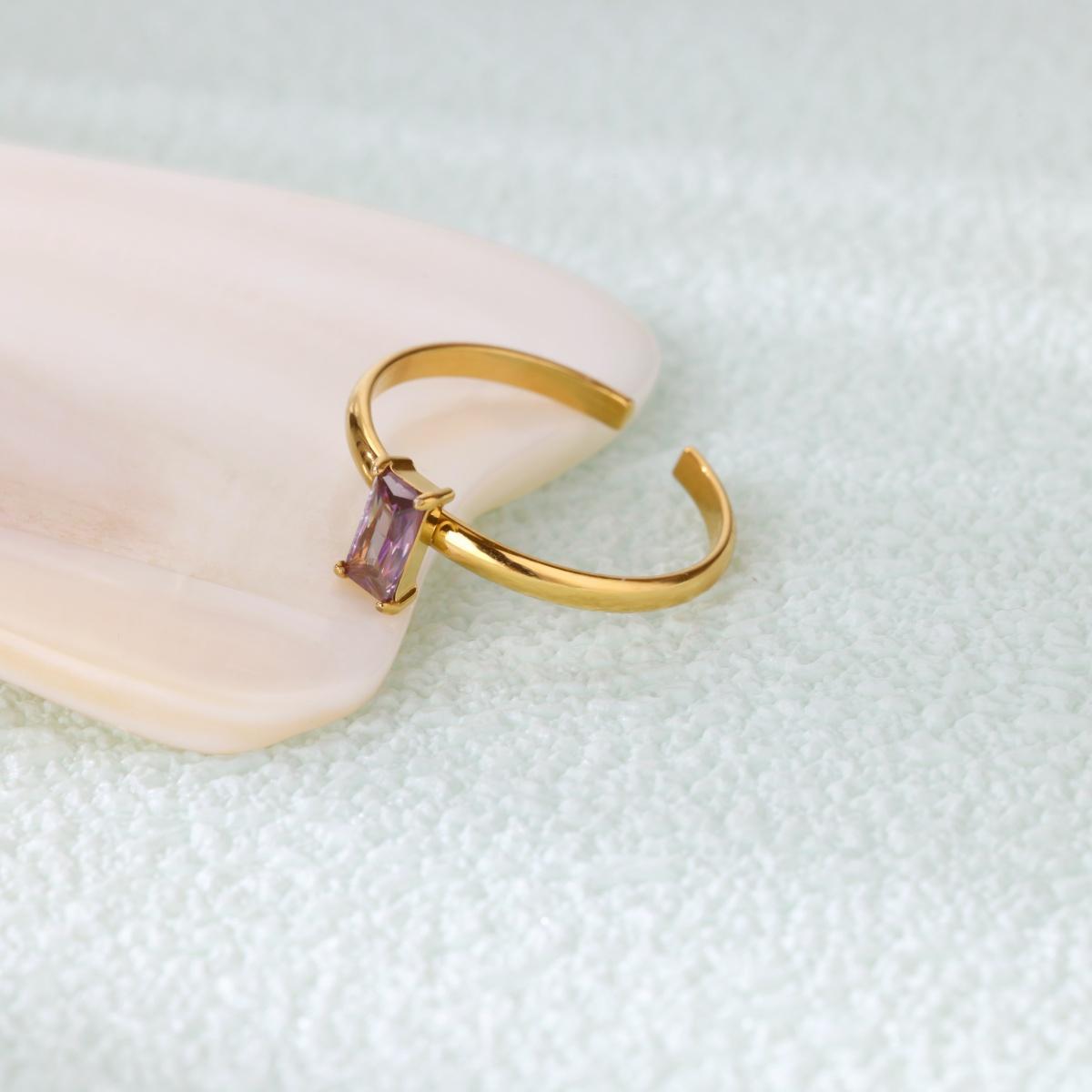 

Cute Square Birthston Rings For Women Elegant Fashion Gold Color Stainless Steel 2025 Unique Ring Jewelry Her Party Gift resizable
