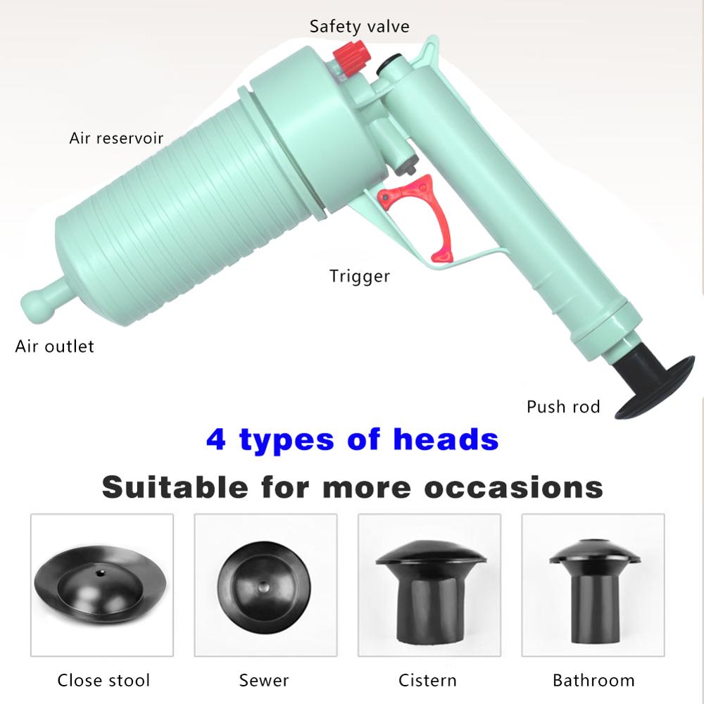 Air Pump Pressure Pipe Plunger Drain Cleaner for Bathroom Kitchen Toilet Sewer Sinks Basin Clogged Pipeline Remover Tool