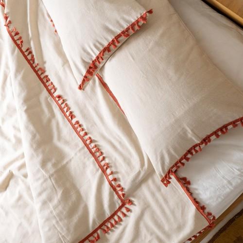 

Vivamaison Linen Tile Pompom Двойной пододеяльник Набор подушек 240 x 260 см