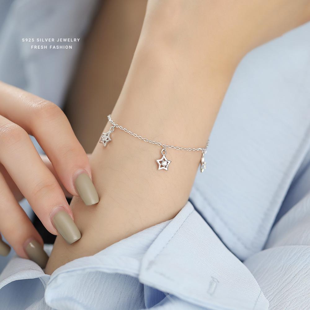2025 Summer Exquisite Little Star Women's Bracelet - S925 Sterling Silver Tassel, Hollow Design, Fresh Jewelry