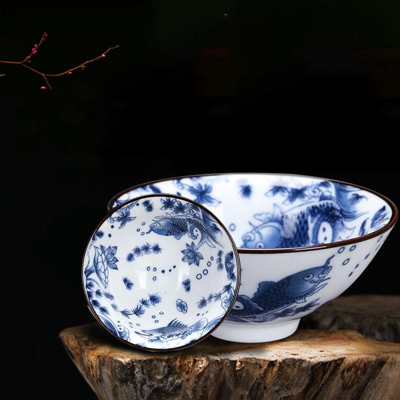Čínský modrobílý porcelánový šálek na čaj Ručně malovaná čajová souprava Malá čajová miska Šálky na květinový čaj Čajové příslušenství Nápojové sklo Velkoobchod