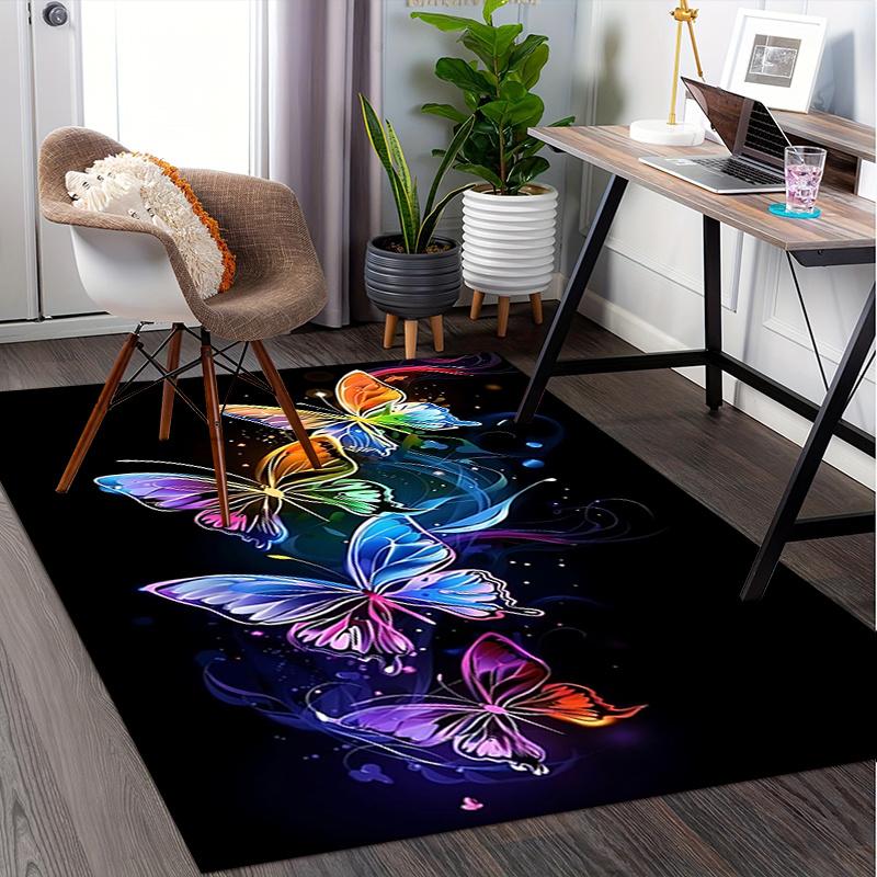 Colorful Butterfly Chair Mat Office Carpet, Oversized Rug for Home Decor, Sofa Mat, Desk Pad Gift, Suitable for Bedroom, Living Room, Various Rooms