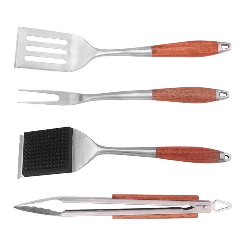 OEING 4-Piece Pear Wood Handle BBQ Tool Set