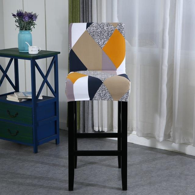 Elastic Short Chair Furniture Cover Spandex Fabric Printed Bar Stool Seat Covers Chair Protector Slipcovers For Cafe Dining Space Kitchen Washable