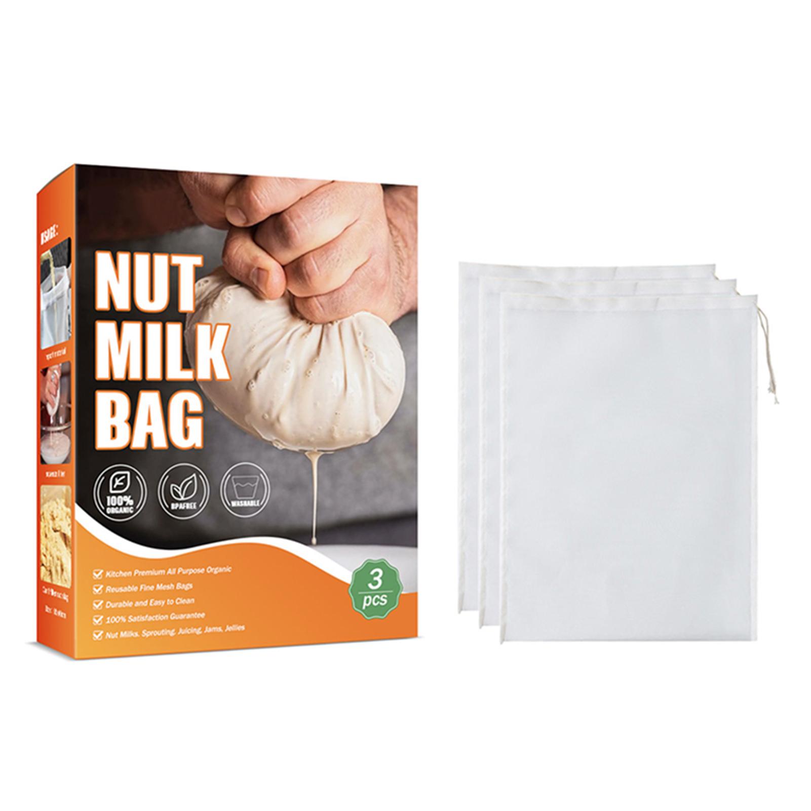 Food Grade Nylon Filter Bag Reusable Multipurpose Strainer Mesh For Tea Coffee 3pack