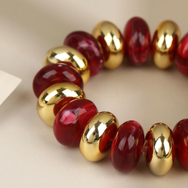 Vintage Irregular Beaded Stretch Bracelet Chunky Bead Bangle Trendy Jewelry For Women Daily Party Stackable Wrist Accessory