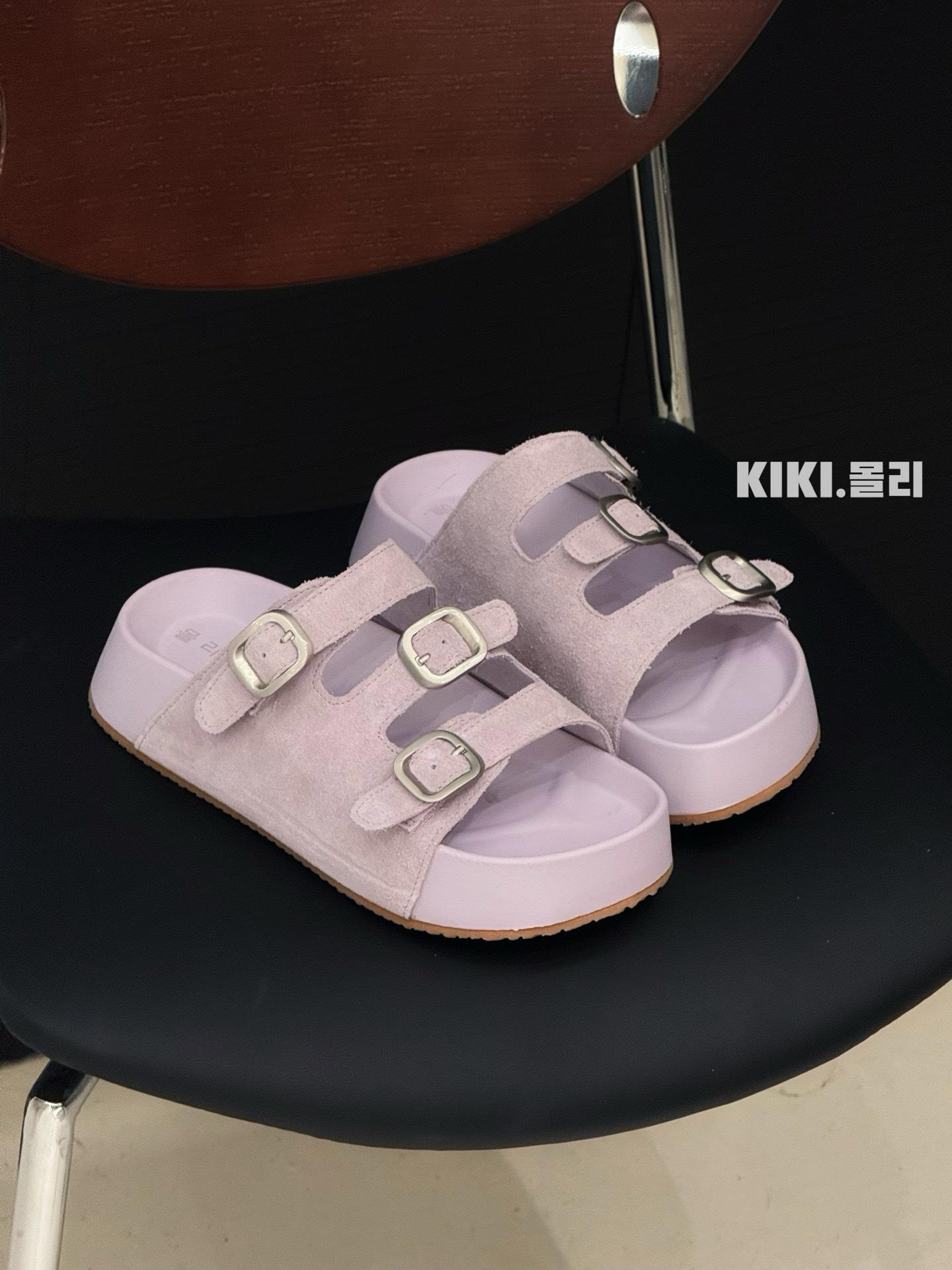 

Thick-soled cool slippers women s summer new versatile retro outer wear beach shoes one-word slippers tide 40 фіолетовий