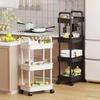 Multi-Tier Rolling Storage Cart with Wheels for Kitchen, Fruits, Snacks, Vegetables, and Books