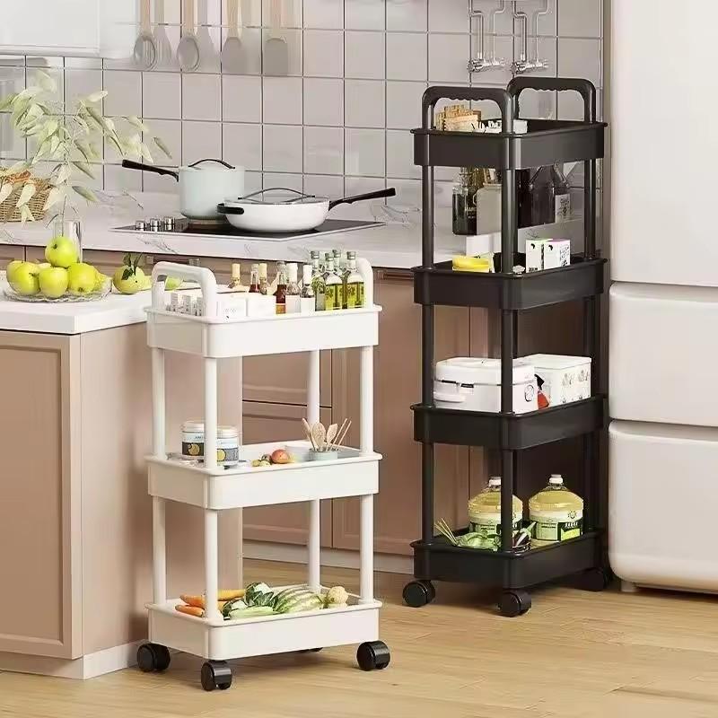 Multi-Tier Rolling Storage Cart with Wheels for Kitchen, Fruits, Snacks, Vegetables, and Books