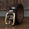 Leather Belt Men's Simple Fashion Genuine Leather First Layer Pure Cattlehide Retro Brass Buckle Distressed Cargo Jeans Belt