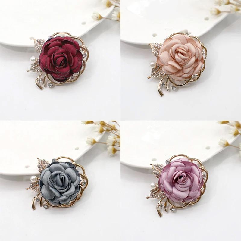 1Pc Pearl Women Botanical Pins Casual Fabric Mother's Day Gift Party Accessories Brooches Rose Flower