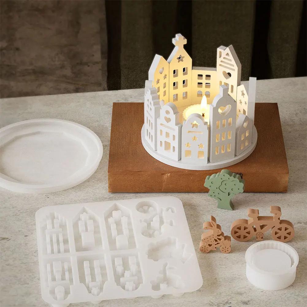 Hollow Easter Bunny Lamp Silhouette Silicone Mold Candle Molds Handmade Aromatherapy Gypsum Ornament Resin Crafts Molds