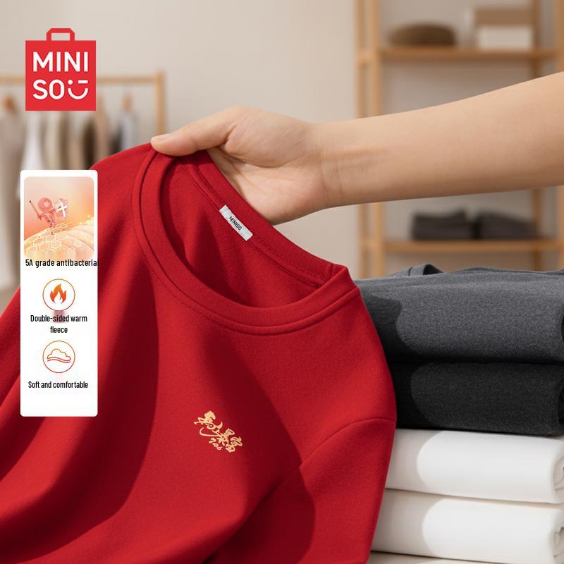 MINISO Men s Thermal Fleece Long Sleeve T-Shirt M