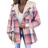 Fall Winter Women's Plaid Casual Versatile Jacket Long Sleeve Hooded Coat with Pockets