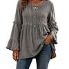 Women V Neck Ruffle Sleeve Blouse Casual Loose Fit Frill Tunic Top