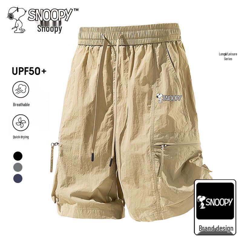 SNOOPY Men s Quick-Dry Straight Casual Shorts L
