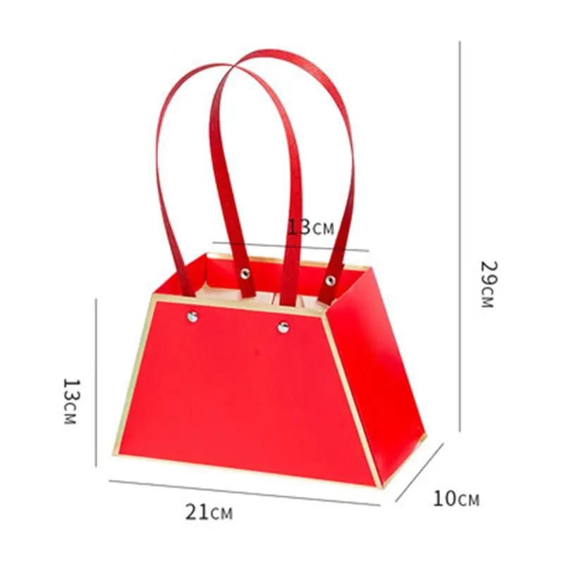 Wedding Party Valentine'S Day Rose Flower Gift Box Carry Bag Flower Box Portable Flower Bouquets Packaging Box Basket Storage