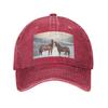 Horses with Snow and Sunset Hills Baseball Caps Snapback Denim Hats Outdoor Casquette Sports Baseball Cowboy Hat for Unisex Women