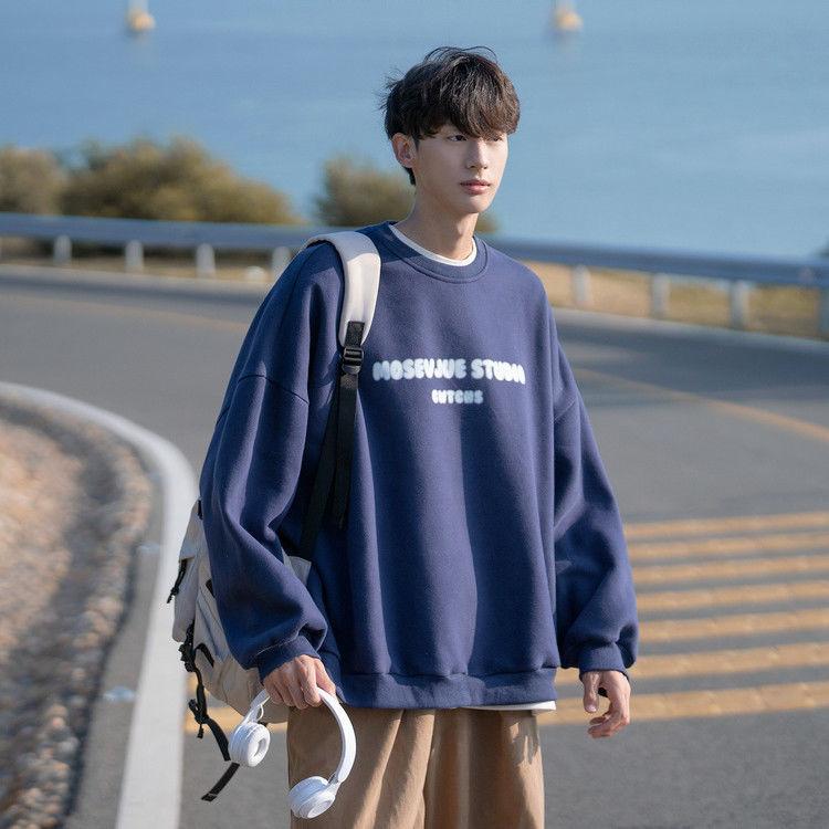 Мужские осенние модные брендовые свободные пальто больших размеров с круглым вырезом без капюшона модные XXL темно-синий 2793₽