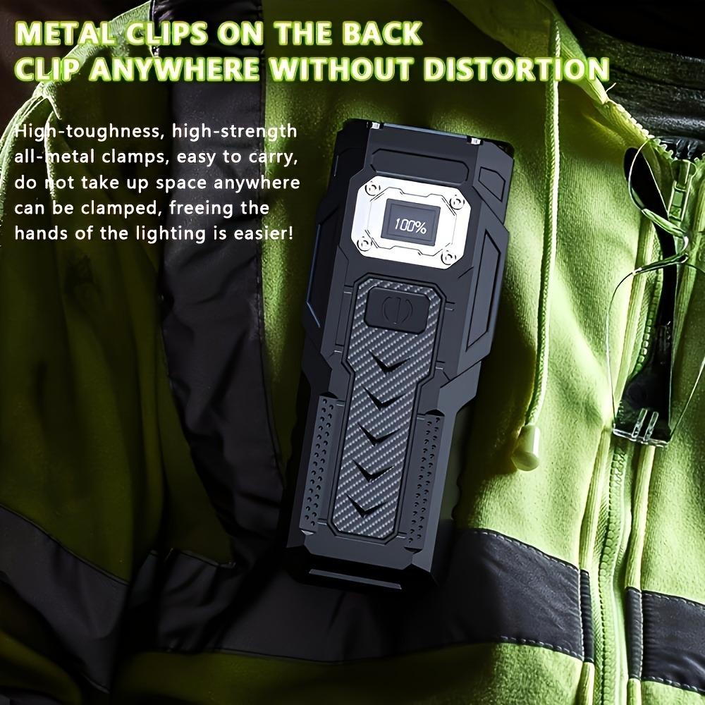 Helle 8-LED-Taschenlampe mit COB-Seitenlicht, aufladbar, in 6 Modi einstellbar, Leistungsanzeige, Metallclip und Magnet, geeignet für Wandern, Notfälle, Lesen