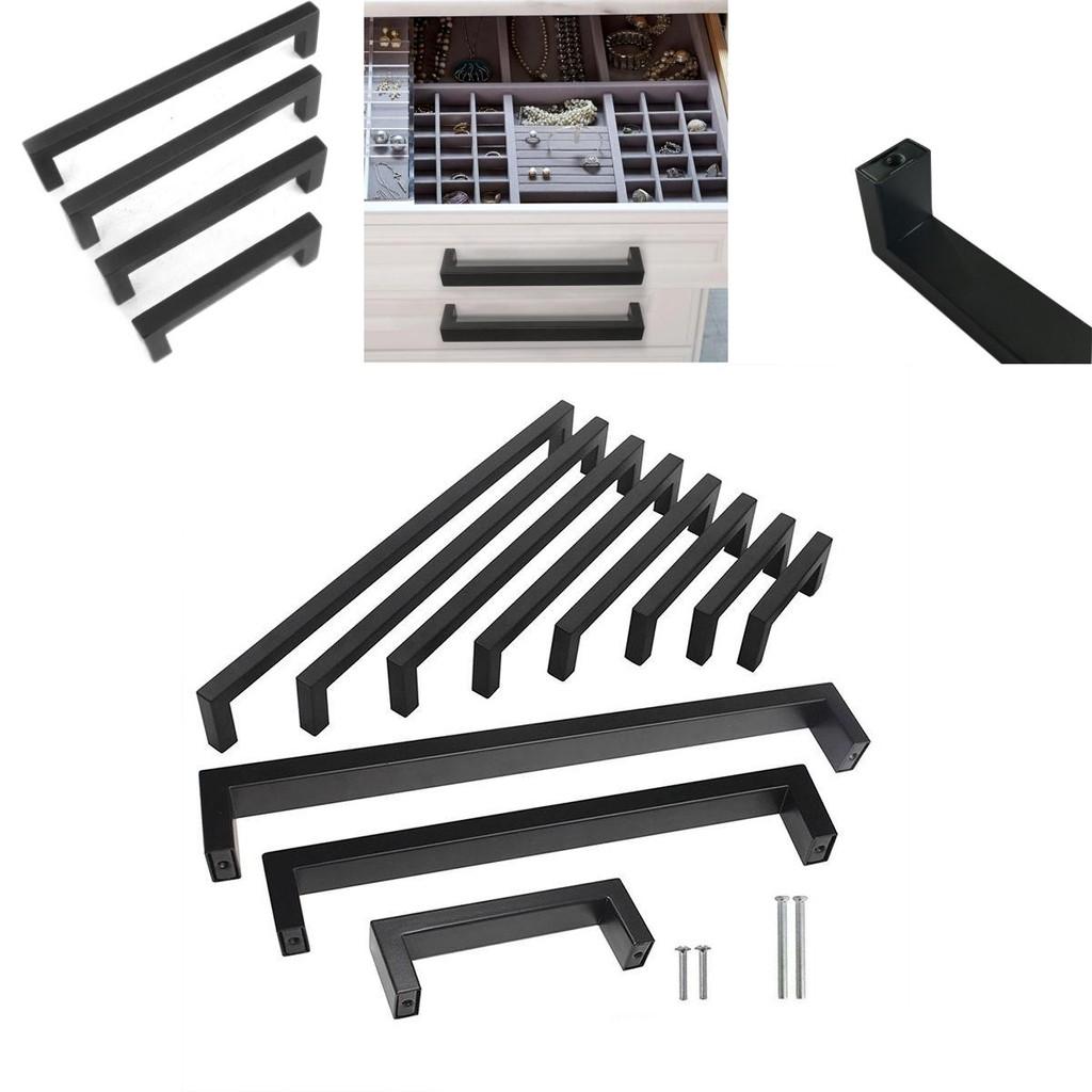 Black And Silver Modern Drawer Handles With Satin Texture For Wardrobes And Kitchen Cupboards