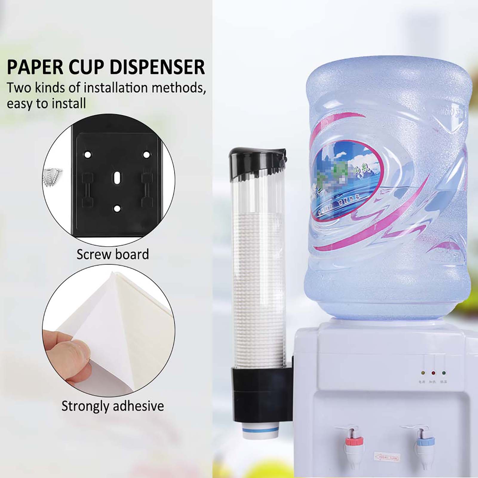 

6080 Cups Paper Plastic Cup Dispenser One Touch Button Cup Holder чёрный