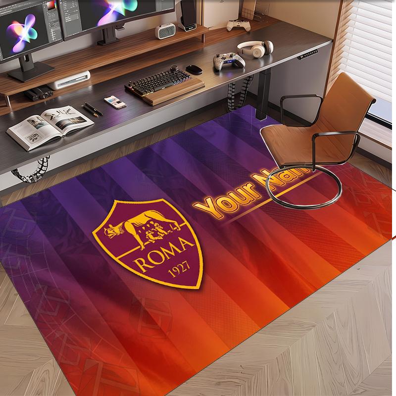 Personalized Crystal Velvet Carpet AS Roma FC Pattern Non Slip Floor Rug