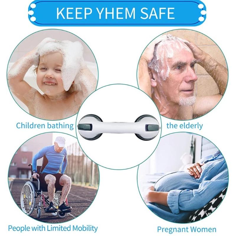 Shower Handle Grab Bars Ultra Grip Dual Locking Safety Suction Cups Helping Handle Anti Slip Support for Toilet Bathroom