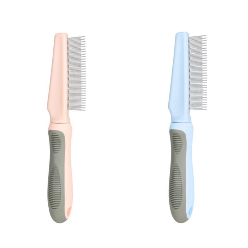 Pet Grooming Comb For Cats And Dogs Plastic And Metal Material Olive Green Haze Blue Sweet Peach Colors 61 Teeth For Long And Short Hair