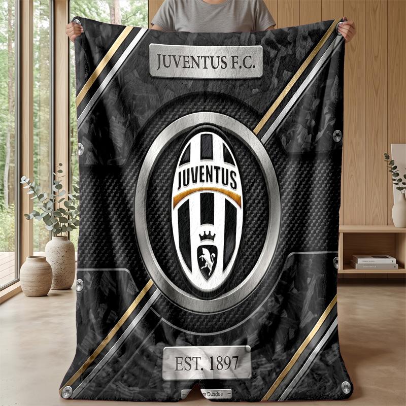 Coperta a tema Juventus FC Morbida coperta in flanella Coperta morbida tipo plaid Coperta accogliente per divano e letto per arredamento domestico
