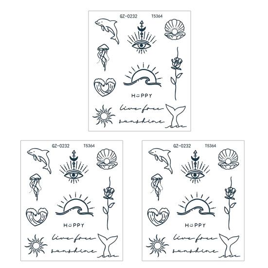 Yousheng 3Pcs Waterproof Tattoo Sticker for Men Women, Face Body Arm Chest Shoulder Thigh Waist Temporary Tattoo Decal, Long Lasting Body Art Fake