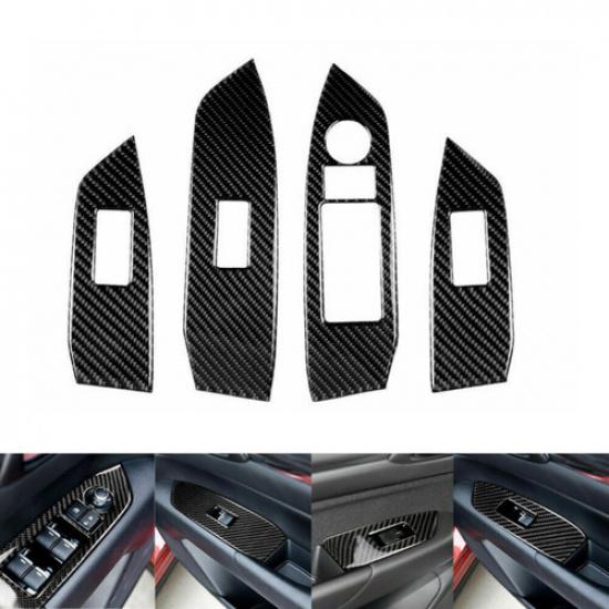 For Mazda CX-5 2017-2024 Real Carbon Fiber Window Lift Lock Switch Panel Trim