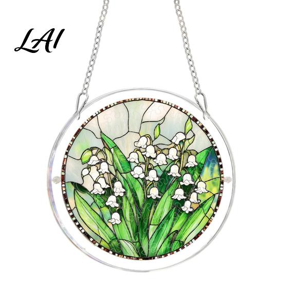 Acrylic Suncatcher with Chain Puzzle Suncatcher Stained Glass Style Window Hanging Sun 18cm G
