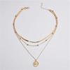 Fashion Flat Snake Chain With Three Layer Coin Disc Pendant Necklace For Women  Accessories