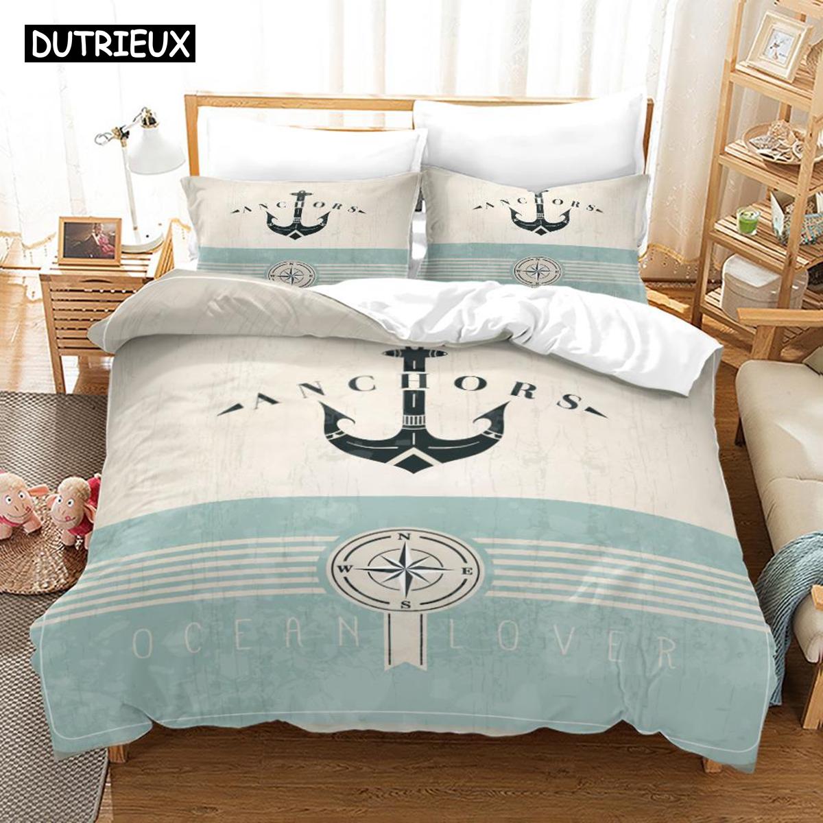 

Nautical Ocean Anchor Bedding Sets 2022 Ocean Spirit Duvet Cover Bedding Set King Queen Bed Linen With Pillowcase Bedclothes AU Single(140x210cm)