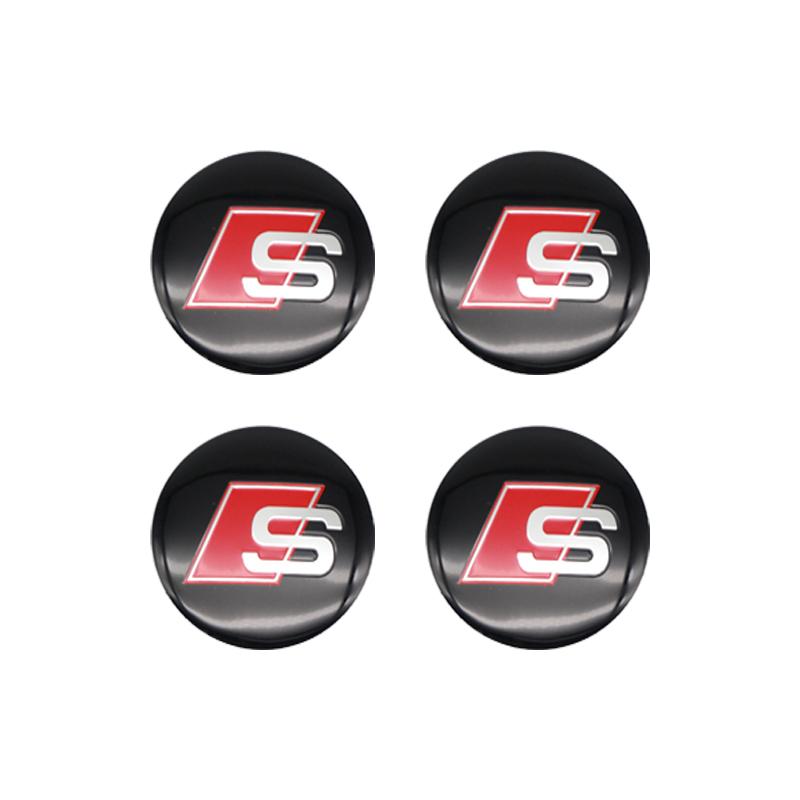 For Audi A5 Tire Decoration For Audi A4 B8 A3 8P A6 C7 8V B6 B7 B9 Q5 A1 A5 4PCS 56mm Car Emblem Wheel Hub Cap Decals Stickers Decoration