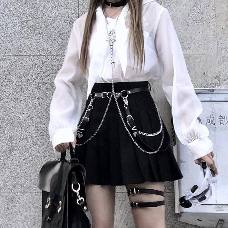 Punk Leather Waist Chain Belt Layered Ring Belly Chains Dance Body Accessories for Women and Girls