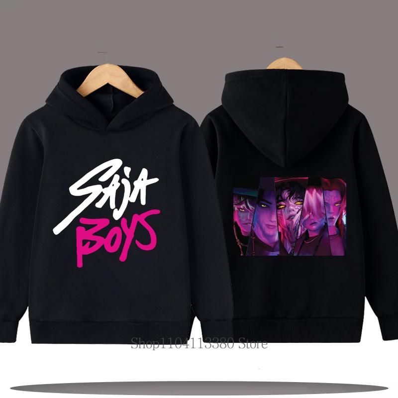 Huiteng1 Saja Jongens Grafische Print Kinder Hoodie Jongens Herfst Winter Casual Mode Cool Lange Mouw Tops Fleece Kids Pullover Sweatshirts 160