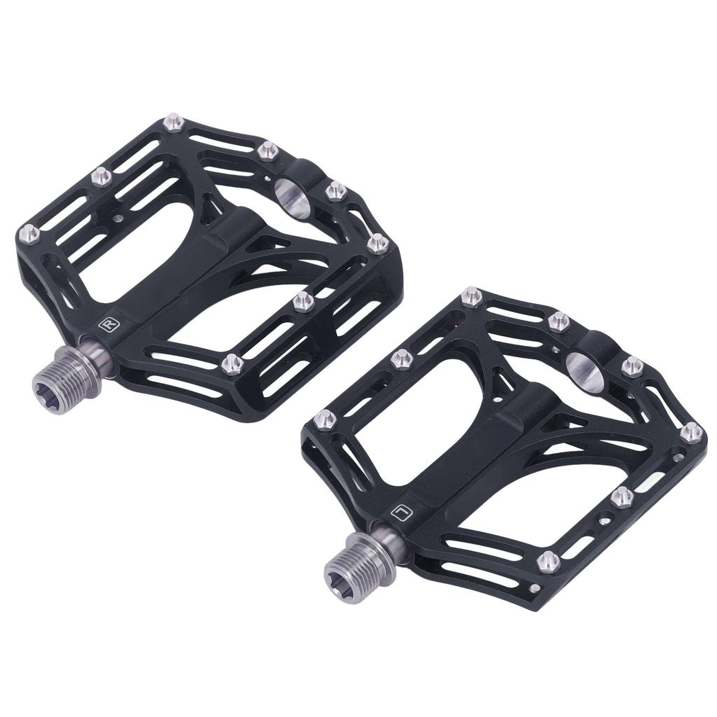 1 Pair Mountain Bike Pedals Universal Lightweight Titanium Alloy Road Bike Pedals for Road Mountain BMX MTB Bike Black