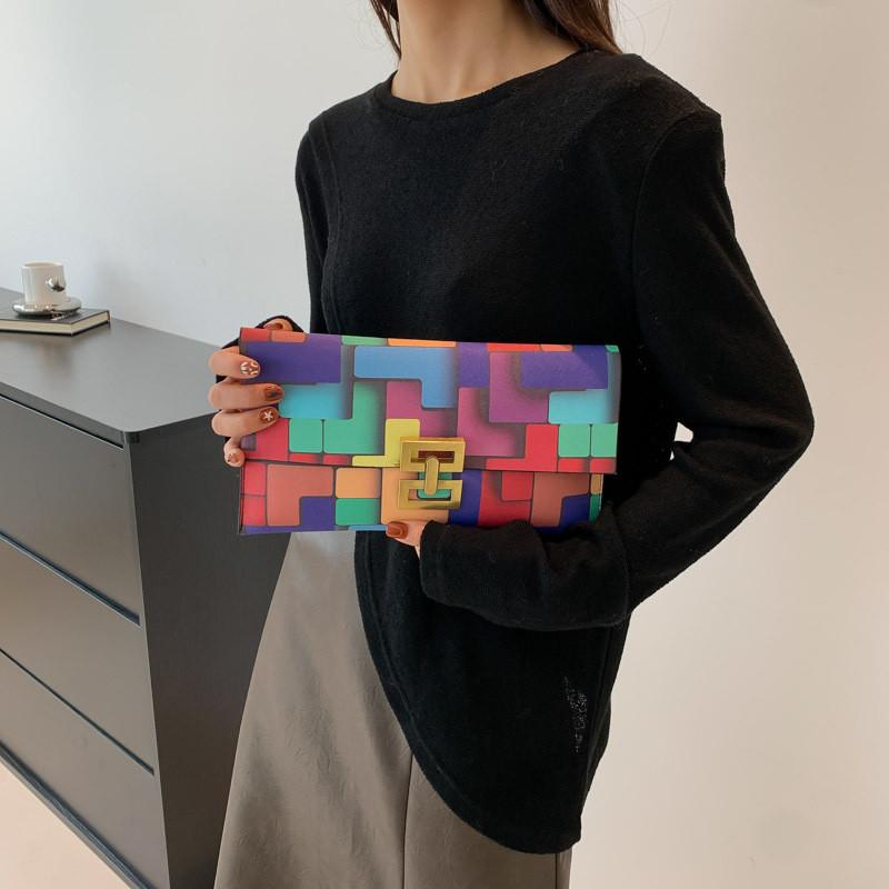 Stylish Colorful Envelope Bag For Women Fashionable Pu Handbag Trendy Mobile Pouch