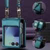 Samsung Galaxy ZFlip7/6/5 Leather Phone Case with Crossbody Lanyard and Card Holder