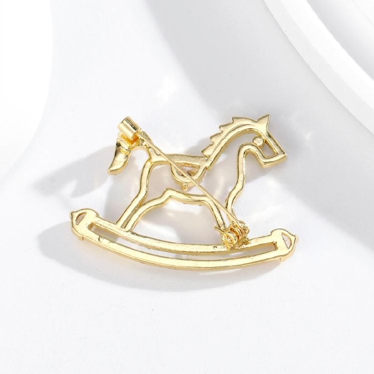Glitzernde goldfarbene Pferdebrosche Raffiniertes mit Strasssteinen verziertes Design Kompakte Brosche für Freizeit- und formelle Kleidung